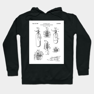 Scuba Tank Patent - Scuba Diver Deep Sea Diving Art - White Hoodie